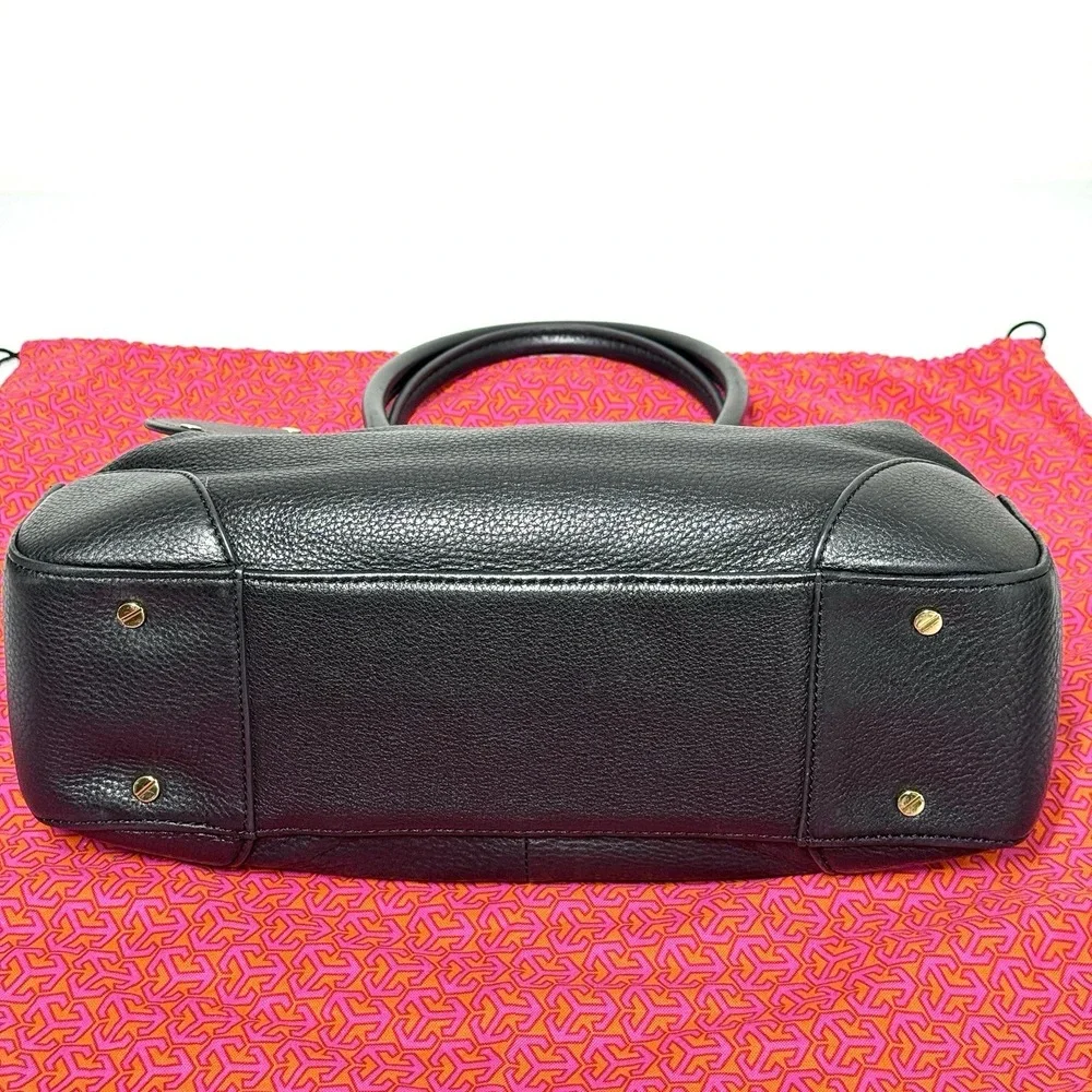 Tory Burch Robinson Triple Compartment Black Pebbled‎ Leather Tote Shoulder Bag